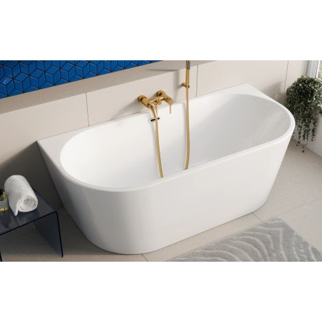 - Besco Vica New Wanna wolnostojąca przyścienna 150 x 80 biała / odpływ chrom WAS150VN - WAS-150VN - Łazienki Szydłowski