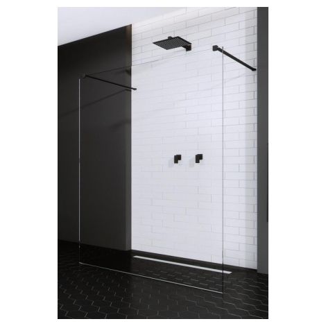 - RADAWAY Modo New Black II Kabina prysznicowa Walk-In 140x180/200x230 cm, profile czarne, szkło przejrzyste z powłoką EasyClean 3899085401 - 389908-54-01 - Łazienki Szydłowski