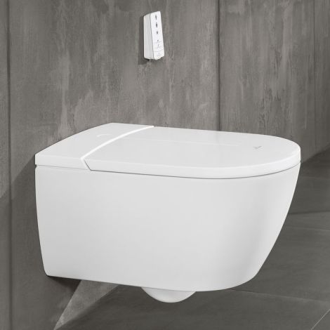 - VILLEROY&BOCH ViClean Toaleta myjąca z deską sedesową 59,5 cm biała z powłoką ceramicplus V0E100R1 - V0E100R1 - Łazienki Szydłowski