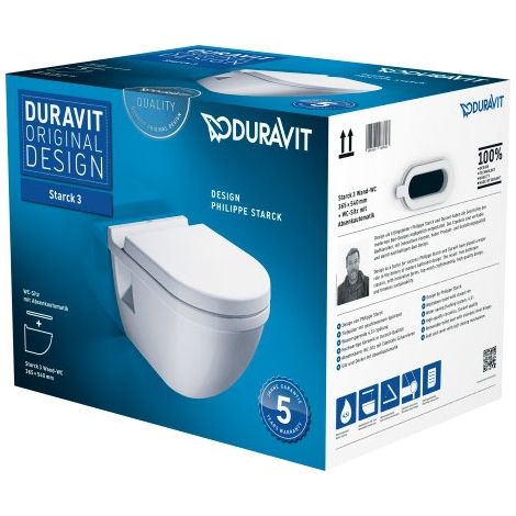  - DURAVIT Starck 3 Zestaw WC z miską wiszącą 36x54 cm i deską sedesową biały połysk 42000900A1 - 42000900A1 - Łazienki Szydłowski