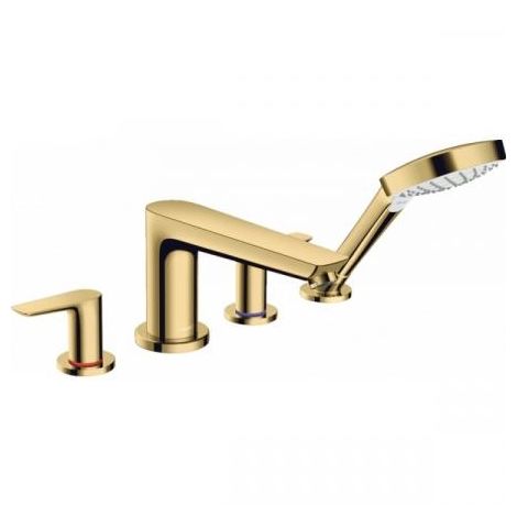 - HANSGROHE Talis E 4-otworowa bateria wannowa złoty optyczny polerowany 71748990 - 71748990 - Łazienki Szydłowski