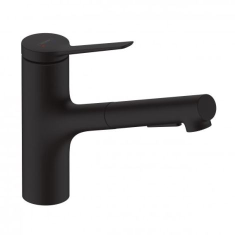  - HANSGROHE Zesis M33 bateria kuchenna 150, metalowa wyciągana wylewka, 2jet, sBox czarny mat 74821670 - 74821670 - Łazienki Szydłowski
