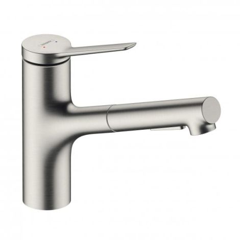  - HANSGROHE Zesis M33 bateria kuchenna 150, metalowa wyciągana wylewka, 2jet, sBox kolor stal nierdzewna 74821800 - 74821800 - Łazienki Szydłowski