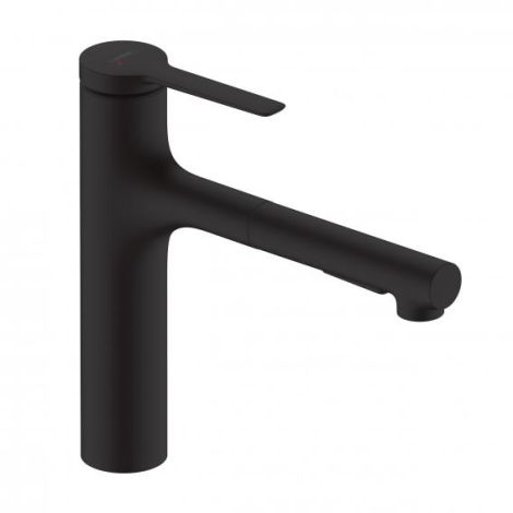  - HANSGROHE Zesis M33 bateria kuchenna 160, metalowa wyciągana wylewka, 2jet czarny mat 74822670 - 74822670 - Łazienki Szydłowski