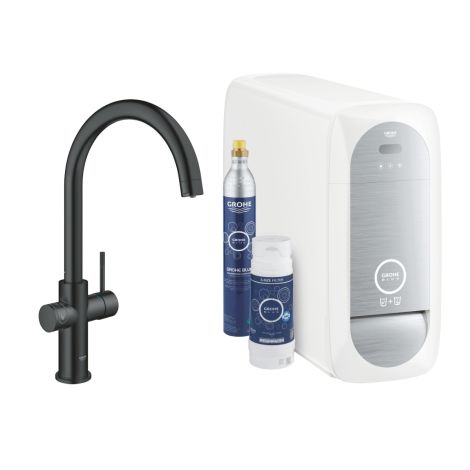 - GROHE-Blue Home bateria kuchenna z funkcja filtra kolor czarny mat 31455KS1 - 31455KS1 - Łazienki Szydłowski