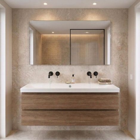 - GEBERIT Acanto Umywalka podwójna z pzrelewem bez otworów 120x48 cm biała z powłoką KeraTect 501880004 - 501.880.00.4 - Łazienki Szydłowski