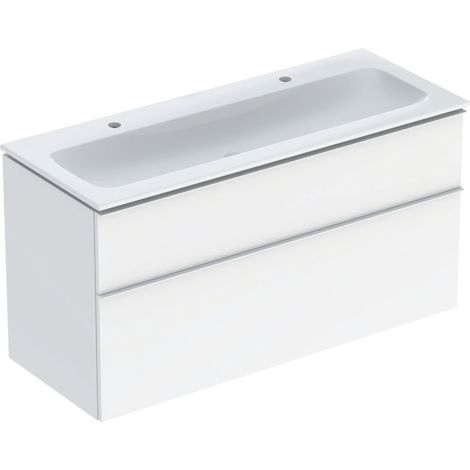  - GEBERIT iCon podwójna umywalka z szafką 120cm, biały wysoki połysk umywalka biała z powłoką KeraTect 502334012 - 502.334.01.2 - Łazienki Szydłowski