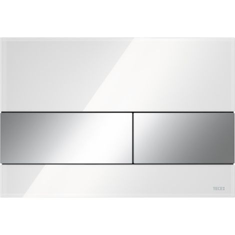  - TECEsquare II Szklany przycisk spłukujący do systemu podwójnego spłukiwania szkło białe , przyciski chrom połysk 9240802 - 9240802 id - Łazienki Szydłowski