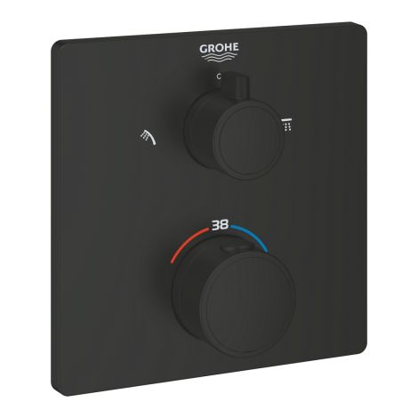  - GROHE-Grohtherm Termostatyczna bateria prysznicowa do obsługi dwóch wyjść wody czarny mat 1022092430 - 1022092430 - Łazienki Szydłowski