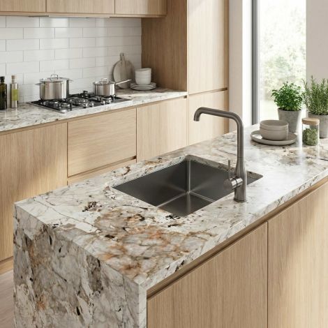 - GROHE-K700 Zlewozmywak 550 x 450 mm ze stali szlachetnej kolor Brushed Hard Graphite 31574AL1 - 31574AL1 - Łazienki Szydłowski