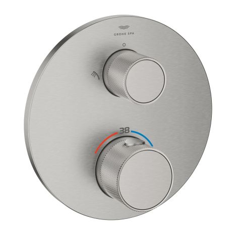  - GROHE-Atrio Private Collection Termostatyczna bateria prysznicowa do obsługi dwóch wyjść wody, pokrętła z nakładką stal nierdzewna 24396DC0 - 24396DC0 - Łazienki Szydłowski