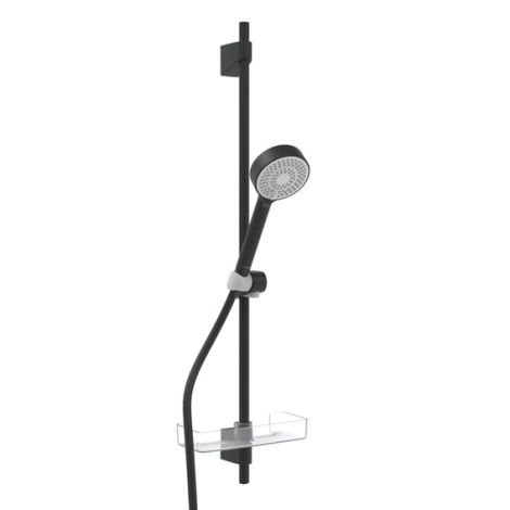 - HANSA Basicjet Zestaw prysznicowy 3 strumienie, drążki, mydelniczka i wąż, ECO, czarny mat 4467013333 - 4467013333 - Łazienki Szydłowski