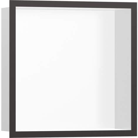 - HANSGROHE XtraStoris Individual Wnęka ścienna Biały Matowy z ozdobną ramką 30 x 30 x 10 cm czarny chrom szczotkowany 56099340 - 56099340 - Łazienki Szydłowski