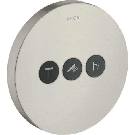 - AXOR ShowerSelect Zawór odcinający do 3 odbiorników, okrągły, podtynkowy stal szlachetna optyczna 36727800 - 36727800 - Łazienki Szydłowski