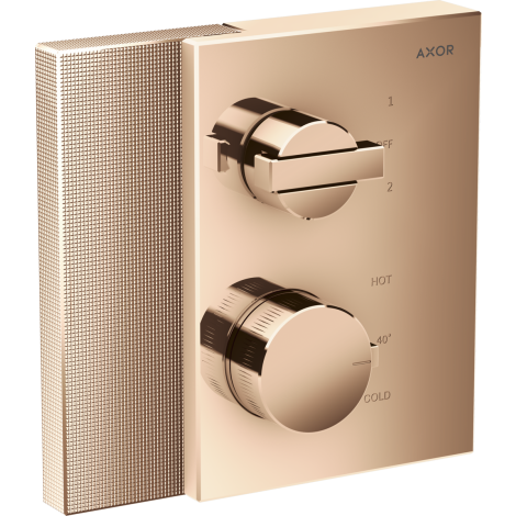 - AXOR Edge Bateria termostatyczna z zaworem odcinająco-przełączającym do 2 odbiorników, czerwone złoto polerowane 46761300 - 46761300 - Łazienki Szydłowski