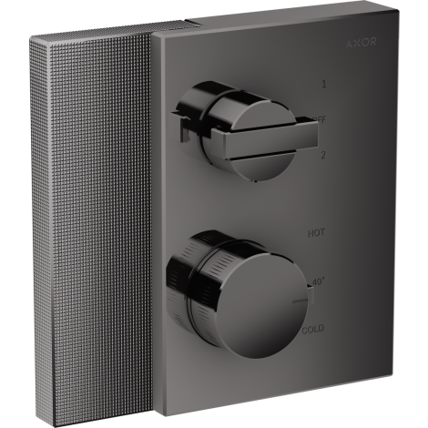 - AXOR Edge Bateria termostatyczna z zaworem odcinająco-przełączającym do 2 odbiorników, czarny chrom polerowany 46761330 - 46761330 U - Łazienki Szydłowski