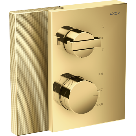 - AXOR Edge Bateria termostatyczna z zaworem odcinająco-przełączającym do 2 odbiorników, złoty optyczny polerowany 46761990 - 46761990 - Łazienki Szydłowski