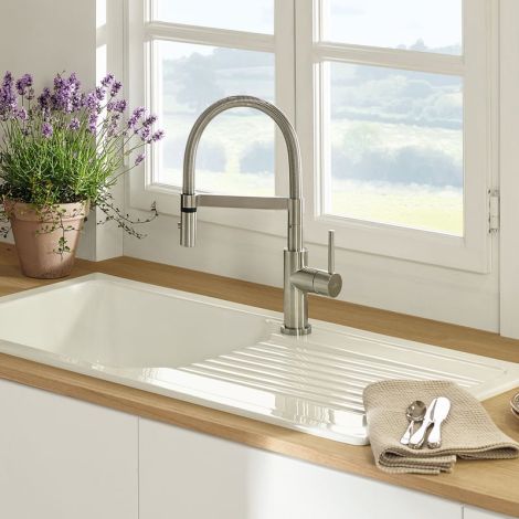- VILLEROY&BOCH Steel Expert bateria kuchenna kolor stal szlachetna szczotkowana 929900LC - 929900LC - Łazienki Szydłowski