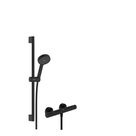  - HANSGROHE Activera Select S System prysznicowy 95 2jet EcoSmart z drążkiem 65 cm i termostatem Ecostat Fine, natynkowy czarny mat 28876670 - 28876670 - Łazienki Szydłowski
