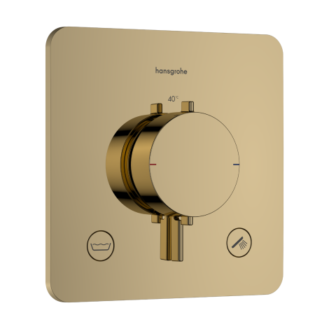 - HANSGROHE Ecostat Comfort Q Bateria termostatyczna do 2 odbiorników złoty optyczny polerowany 33717990 - 33717990 - Łazienki Szydłowski