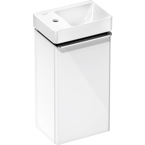  - HANSGROHE Xelu Q Zestaw mała umywalka wisząca z półką po lewej stronie z szafką z drzwiami lewymi 34 x 24,5 cm, biały wysoki połysk  54362000 - 54362000 - Łazienki Szydłowski