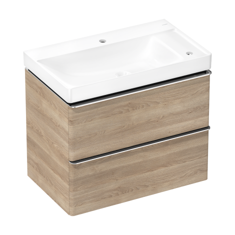  - HANSGROHE Xelu Q Zestaw umywalka wisząca z półką po prawej stronie z szafką z 2 szufladami 78 x 47,5cm naturalny dąb 54382000 - 54382000 - Łazienki Szydłowski