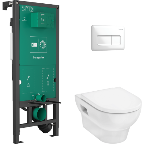  - HANSGROHE GladeLake S Zestaw stelaż  iFrame i z miską wiszącą WC GladeLake z deską WC biały 60301450 - 60301450 - Łazienki Szydłowski