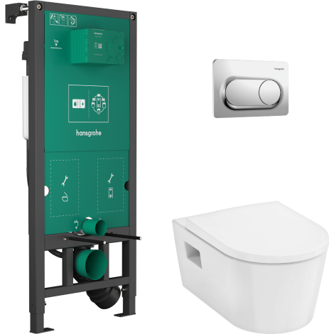  - HANSGROHE EluPura Original S Zestaw podtynkowy z przyciskiem spłukującym i miską wiszącą WC EluPura Original S z deską  60302000 - 60302000 - Łazienki Szydłowski