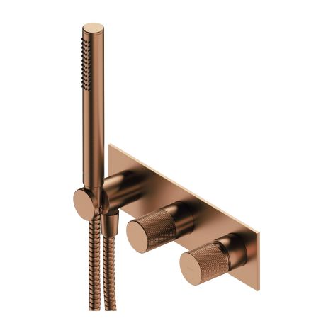 - OMNIRES CONTOUR bateria prysznicowo-wannowa podtynkowa z rączką prysznicową, miedź szczotkowana CT80351CPB - CT8035-1CPB - Łazienki Szydłowski