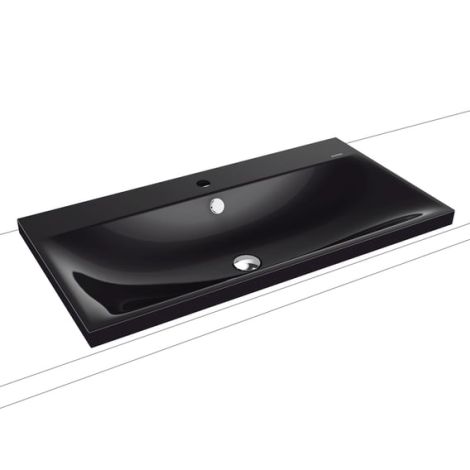 - KALDEWEI SILENIO Umywalka wpuszczana w blat 90 x 46 cm stal emaliowana czarny z Perl-Effekt 904006013701 - 904006013701 - Łazienki Szydłowski
