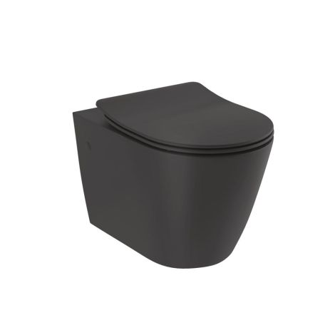 - KLUDI RESA R miska ceramiczna WC podwieszana z deską sedesową czarny mat 23WCSET39 - 23WCSET39 - Łazienki Szydłowski