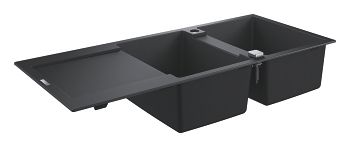 - GROHE-K500 Zlewozmywak kompozytowy z ociekaczem 116x50 cm, czarny granit 31647AP0 - 31647AP0 - Łazienki Szydłowski