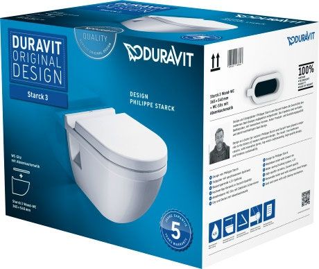  - DURAVIT Starck 3 Zestaw WC z miską wiszącą 36x54 cm i deską sedesową biały połysk 42000900A1 - 42000900A1 - Łazienki Szydłowski
