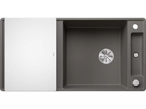 - BLANCO AXIA III XL 6 S-F Silgranit Zlewozmywak 99x50 cm odwracalny, korek auto., InFino, deska szkło białe wulkaniczny szary 527236 - 527236 - Łazienki Szydłowski