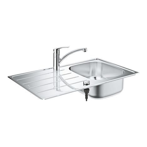  - GROHE-K300 Eurosmart Zlewozmywak 86x50 cm z baterią kuchenną chrom 31565SD1 - 31565SD1 - Łazienki Szydłowski
