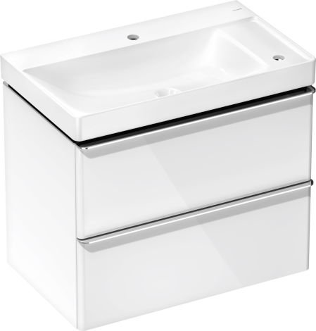  - HANSGROHE Xelu Q Zestaw umywalka wisząca z półką po prawej stronie z szafką z 2 szufladami 78 x 47,5cm biały wysoki połysk 54380000 - 54380000 - Łazienki Szydłowski