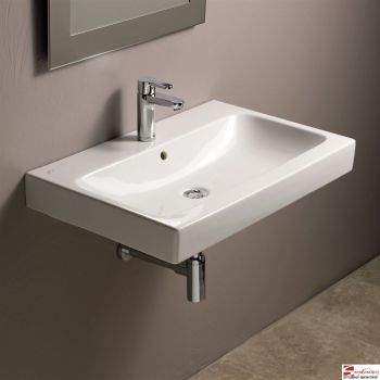 GEBERIT iCon Umywalka 75 x 48,5 cm, z otworem, z przelewem biała z powłoką Keratect 124075600