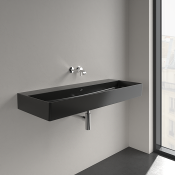 VILLEROY&BOCH Memento 2.0 Umywalka 1200 x 470 x 150 mm, z przelewem Pure Black CeramicPlus, 4A22CJR7