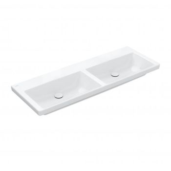 Villeroy & Boch Subway 3.0 umywalka meblowa podwójna 130 x 47 cm bez otworu na baterię i bez przelewu biała, z CeramicPlus  4A71D3R1