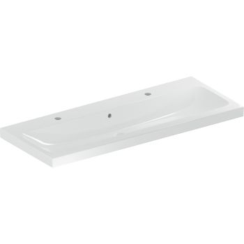 GEBERIT iCon Light Umywalka, 120x48 cm, z przelewem, z dwoma otworami na baterię, KeraTect 501837002