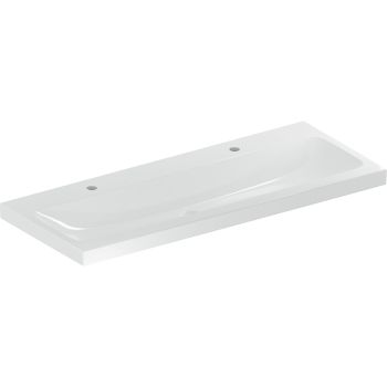 GEBERIT iCon Light Umywalka, 120x48 cm, bez przelewu, z dwoma otworami na baterię, KeraTect 501837006