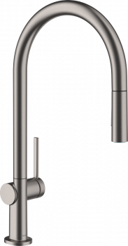 HANSGROHE Talis M54 bateria kuchenna 210, wyciągana wylewka, 2jet czarny chrom szczotkowany 72800340