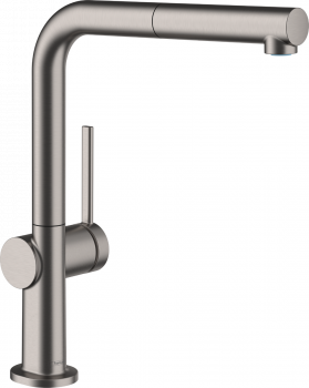 HANSGROHE Talis M54 bateria kuchenna 270, wyciągana wylewka, 1jet czarny chrom szczotkowany 72808340