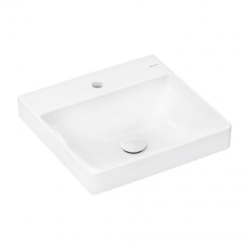 HANSGROHE Xelu Q Umywalka nablatowa szlifowana 50x48 cm z otworem na baterię bez przelewu, biały SmartClean 61014450