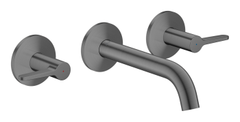  - AXOR One 3-otworowa bateria umywalkowa z uchwytami jednoramiennymi i wylewką 16 cm, czarny chrom szczotkowany 48150340 - 48150340 - Łazienki Szydłowski