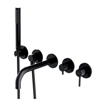 - OMNIRES Y bateria wannowa 5-otworowa podtynkowa z długą wylewką, czarny półmat Y12371BL - Y1237-1BL - Łazienki Szydłowski