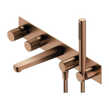 - OMNIRES CONTOUR bateria wannowa 5-otworowa podtynkowa, miedź szczotkowana CT8037-1CPB - CT8037-1CPB - Łazienki Szydłowski