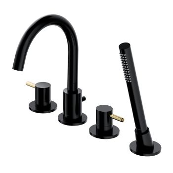 - OMNIRES Y bateria wannowa 4-otworowa, czarny półmat/złoty połysk Y1232BLGL - Y1232BLGL - Łazienki Szydłowski