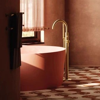 - OMNIRES Y bateria wannowa wolnostojąca, mosiądz szczotkowany Y1233SBSB - Y1233-SBSB - Łazienki Szydłowski