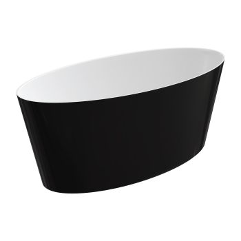  - OMNIRES ROMA M+ wanna wolnostojąca, 159 x 72 cm, biały/czarny połysk ROMA159BCP- oferta do wyczerpania zapasów - ROMA159BCP OU - Łazienki Szydłowski